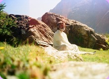 Guruji meditating in the mountains